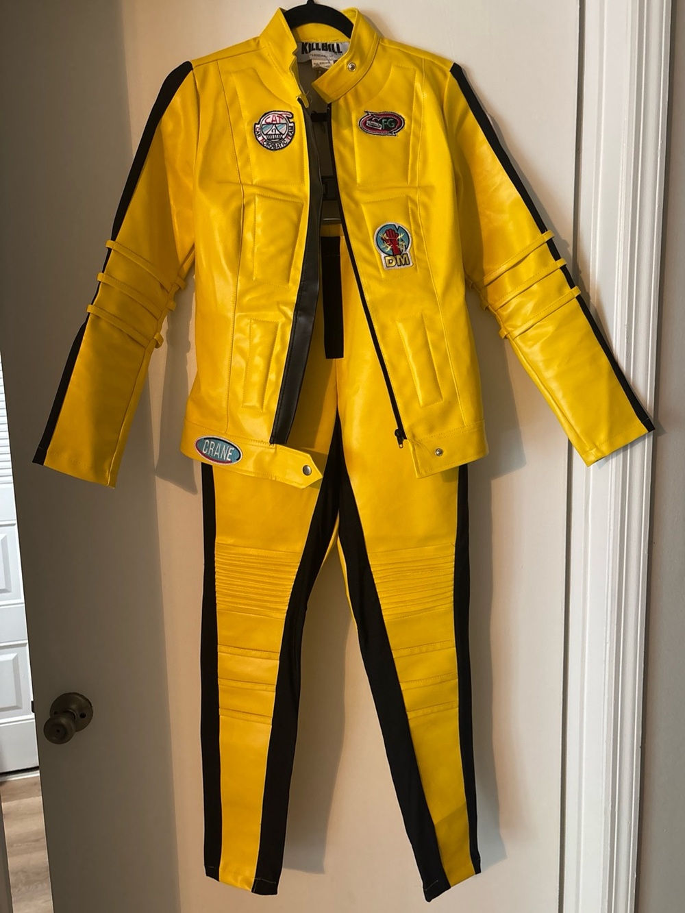 Authentic Kill Bill Uma Thurman Vol I & II Leather Jacket and Pants Cosplay XS